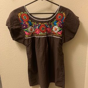 Cute Floral Embroidered Shirt